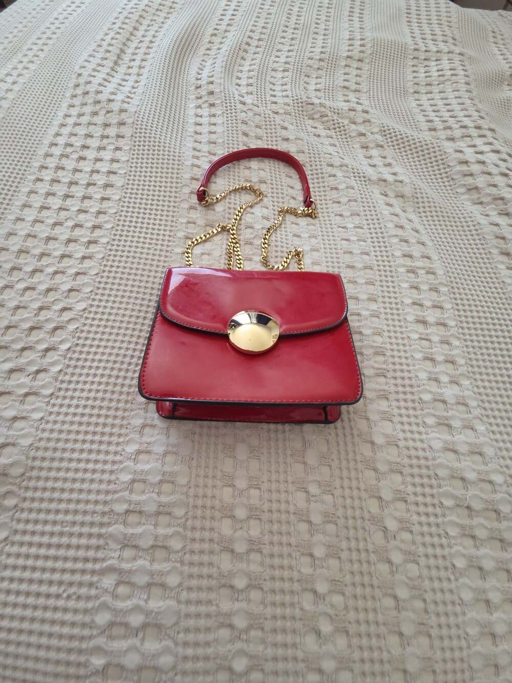 Women's Fashion Patent Faux Leather Messenger Crossbody Bag, Red